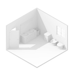 3d isometric rendering of bathroom