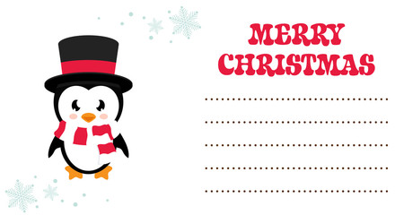 cartoon winter penguin christmas card