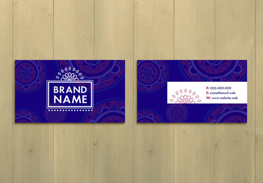 Illustrated Purple Business Card Layout