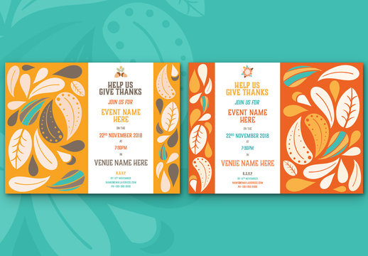 Abstract Leaf Event Invitation Layouts 3