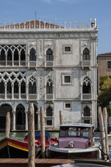 Facade of Ca D'Oro palace on Grand Canal in Venice, Italy