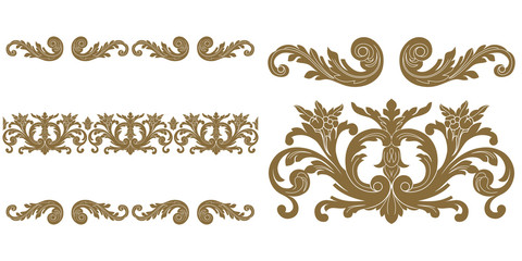 Baroque vector set of vintage elements for design. Decorative design element filigree calligraphy vector. You can use for wedding decoration of greeting card and laser cutting.