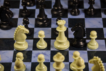 Chess pieces on a chessboard