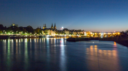 Fototapeta na wymiar Koblenz mit Mosel bei nacht Rheinland-Pfalz Deutschland