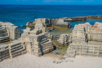 The particular rock formations of Calette di Torre Cintola, near Monopoli, province of Bari