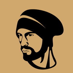 hipster men head face vector illustration  profile side