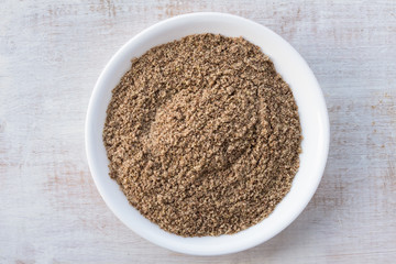 Ground Flaxseed in a Bowl