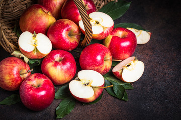 Red apples on the table.