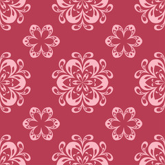 Fototapeta na wymiar Red floral seamless pattern