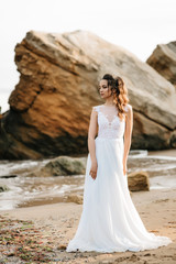 Fototapeta na wymiar bride on the shore of the black sea
