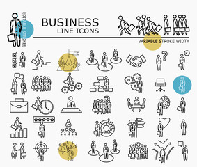 Business icons with minimal nodes and editable stroke width
