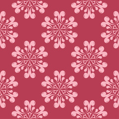 Floral seamless pattern on red background