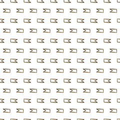 Hand drawned seamless watercolor pattern. Abstract watercolor small flags in dark gold and brown isolated on white background. Seamless pattern with watercolor flags. Perfect for wrapping paper.