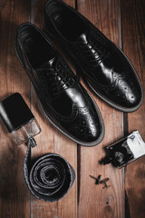 Men's fashion accessories: shoes with cuff  and perfume