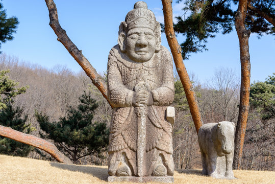 Stone Civil Official  At The Royal Tomb Of The Joseon Dynasty (1392-1910) At Gangneung Royal Tomb, Nowon District, Seoul, South Korea