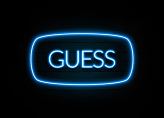 Guess  - colorful Neon Sign on brickwall