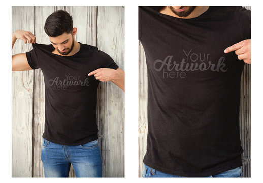 Man in a Black T-Shirt Mockup 1