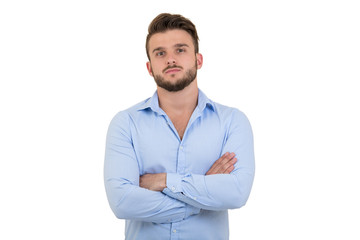 Sexy smiling handsome man with crossed arms