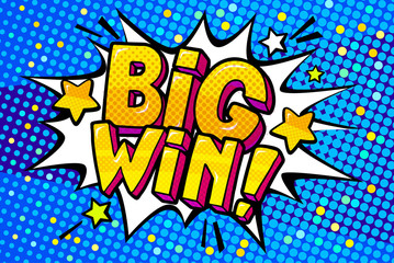 Big Win Message in pop art style