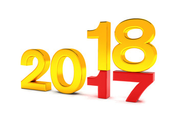3d render - new year 2018 change concept on a white background.