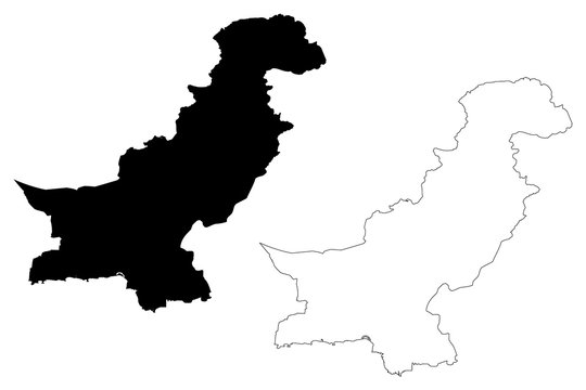 Pakistan map vector illustration, scribble sketch Pakistan