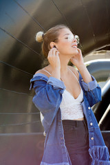 girl with headphones