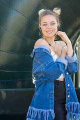 girl with headphones