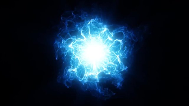 Blue Energy Core with Waves and Sparkles Motion Graphic Element