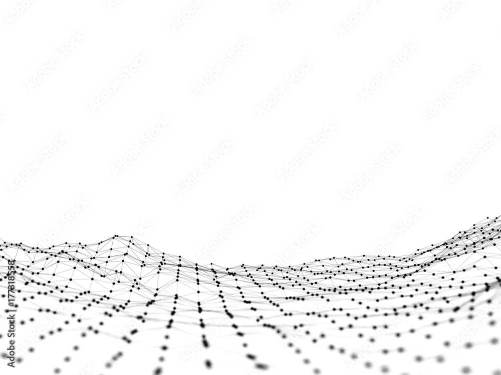 Poster 3d rendering white background with connecting dots and lines. polygonal background. computer geometr