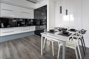 Kitchen with white table
