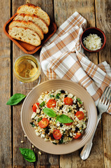 Roasted eggplant and tomato Basil orzo