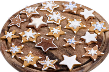 christmas cookies on a plate isolated on a white background