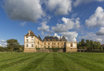 Fototapeta na wymiar The moated Cormatin castle in South Burgundy
