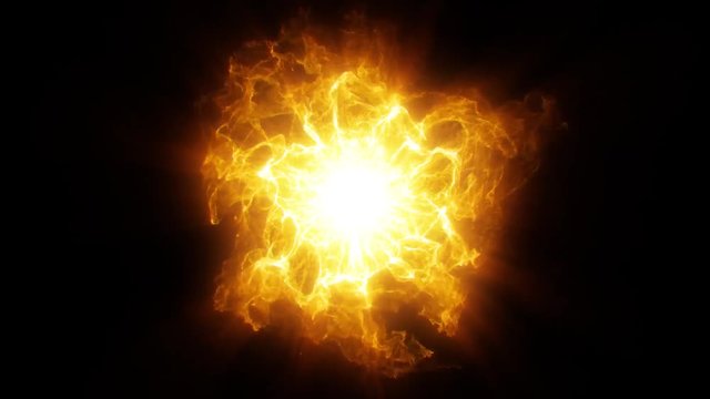 Gold Orange Energy Core with Waves and Sparkles Motion Graphic Element