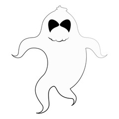 Cute ghost isolated on white background, Vector illustration