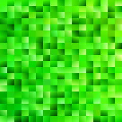 Green geometrical gradient rectangle background - digital mosaic vector graphic from rectangles in green tones