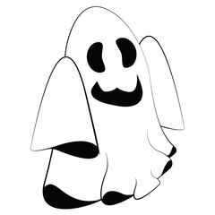 Cute ghost isolated on white background, Vector illustration