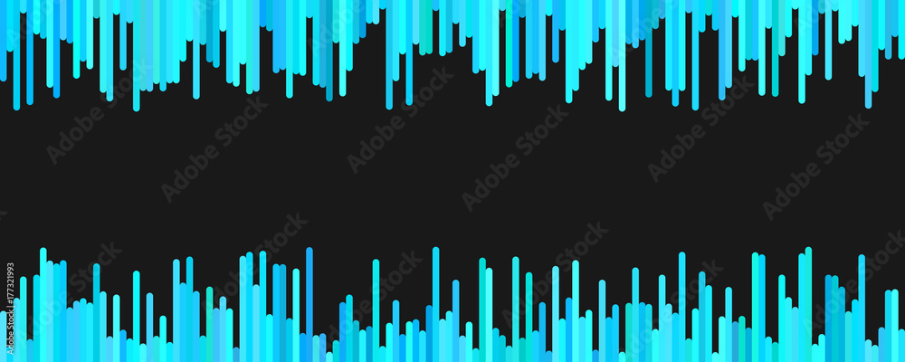 Poster abstract banner background template design from vertical lines in light blue tones on black backgrou