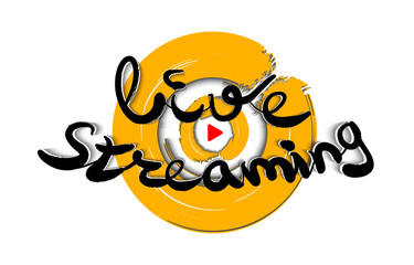 Live streaming logo design. Play button for news and TV or online broadcasting. Multimedia logo. Vector