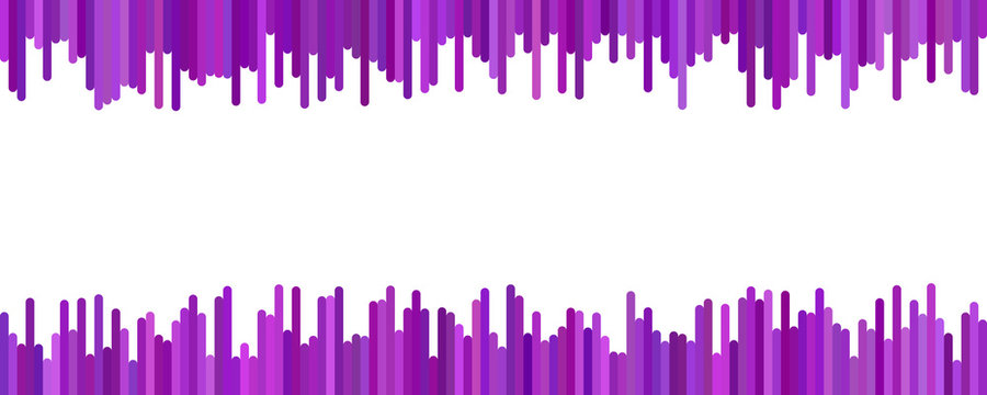 Modern banner background design - horizontal vector graphic from vertical stripes in purpel tones on white background