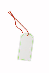 close up of a price label note isolated on white background