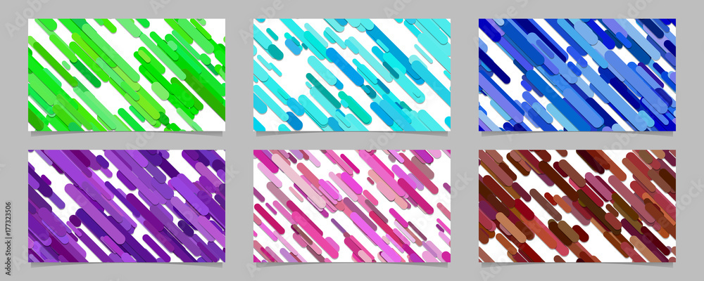 Poster seamless abstract random rounded diagonal stripe pattern card background template set - vector illus