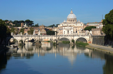 Fototapeta na wymiar St. Peters Across the Tiber River, Rome