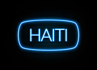 Haiti  - colorful Neon Sign on brickwall