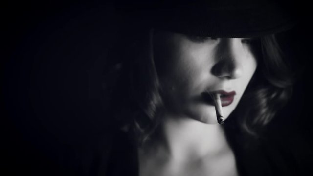 4k Gagster Style Woman Portrait with Cigarette
