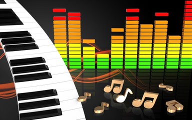 3d notes piano keyboard
