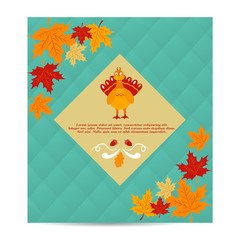 Thanksgiving autumn, fall background with pumpkin and foliage