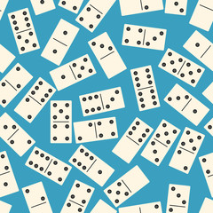 Seamless pattern with Domino on blue background.