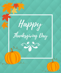 Thanksgiving autumn, fall background with pumpkin and foliage