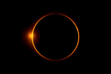 Amazing scientific background - total solar eclipse, mysterious natural phenomenon when Moon passes between planet Earth and Sun - obrazy, fototapety, plakaty